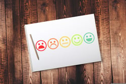  Smiley faces and frowning faces on a notebook
